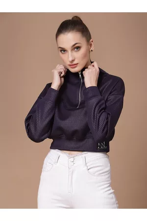KASSUALLY Women Purple Printed Sweatshirt