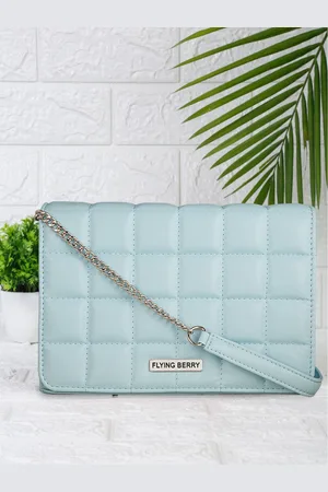 FLYING BERRY Women Blue Checked Textured PU Structured Sling Bag