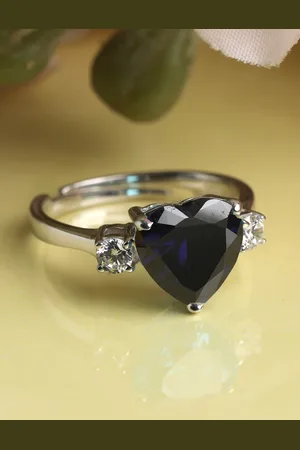 CLARA Silver & Blue-Toned Rhodium-Plated CZ-Studded Finger Ring