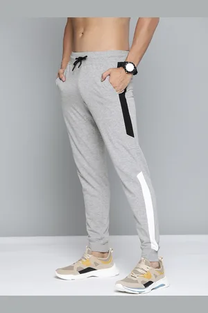 HERE&NOW Men Grey Melange Solid Joggers with Contrast Side Panelling