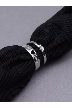 karatcart Silver-Plated Couple Adjustable Ring