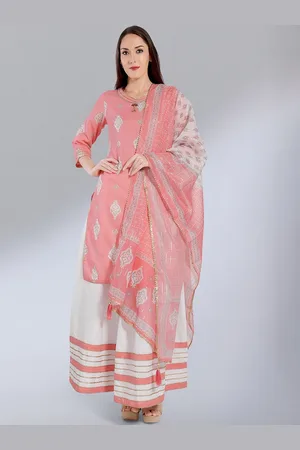 MADHURAM Women Pink Printed Kurta with Palazzos & With Dupatta