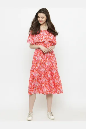 Sera Women Pink Printed A-Line Dress