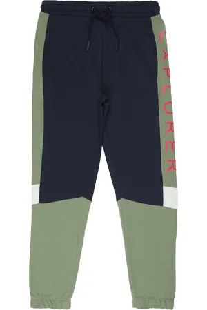 Alan Jones Boys Navy Blue & Green Colourblocked Track Pants
