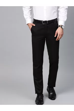 MANQ Men Black Smart Slim Fit Formal Trousers