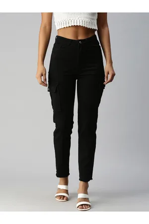 SHOWOFF Women Black Straight Fit Stretchable Jeans