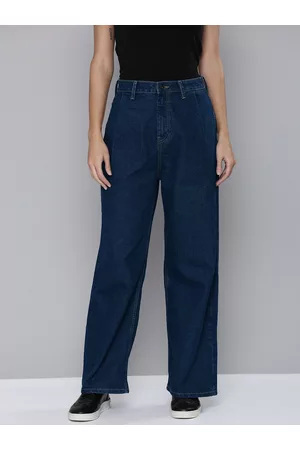 Flying Machine Women Blue Baggy Fit Mid Rise Stretchable Jeans
