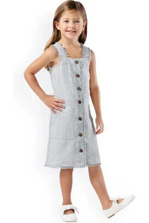 Cherry Crumble Girls Grey Solid A-Line Dress