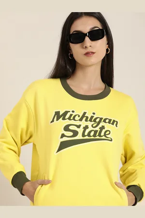 Dillinger Women Yellow Printed Oversized Sweatshirt