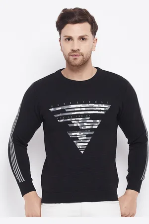 Duke Men Black Geometric Printed Wool Pullover