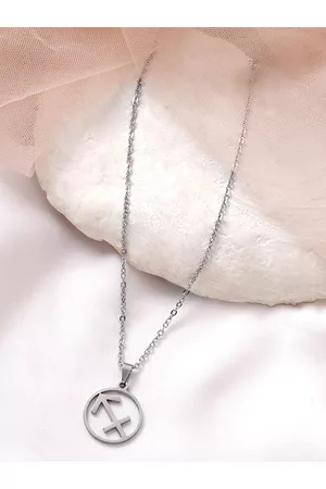 BeWitched Silver-Toned Saggitarius Zodiac Sign Charm Pendant With Chain