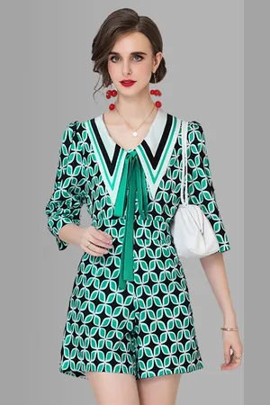 JC Collection Women Green & Black Printed Co-ords Set