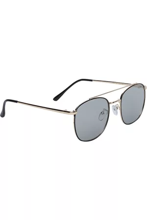 Peter Jones Eyewear Unisex Grey Lens & Gold-Toned Square Sunglasses With UV Protected Lens