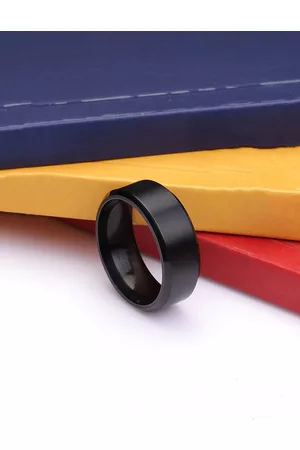 Yellow Chimes Black Stainless Steel Band Ring