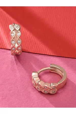 Ami Rose Gold Contemporary Cubic Zirconia Hoop Earrings