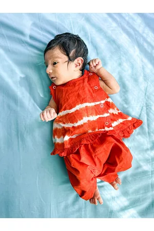 Tiber Taber Girls Orange & White Tie Dyed Pyjamas
