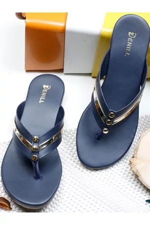 Denill Women Blue Open Toe Flats