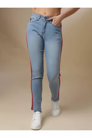 Campus Women Blue Slim Fit Mildly Distress Light Fade Jeans