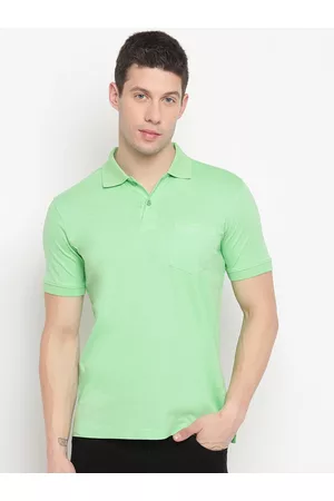 Richlook Men Lime Green Solid Polo Collar T-shirt