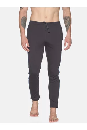 dollar Men Charcoal Grey Solid Straight-Fit Pure Cotton Lounge Pants
