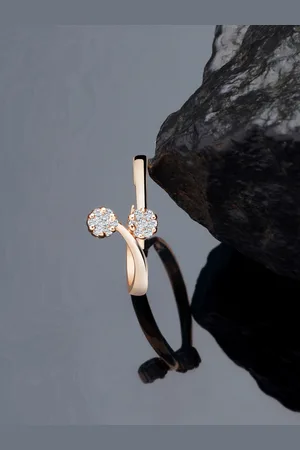 Ami Rose Gold-Plated CZ-Studded Contemporary Adjustable Finger Ring