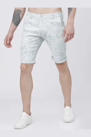 Highlander Men Sea Green Printed Slim Fit Chino Shorts