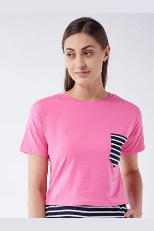 Miss Chase Women Pink Drop-Shoulder Sleeves T-shirt
