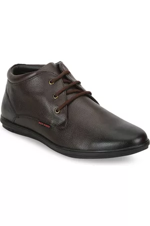 Red Chief Men Brown Textured Mid-Top Leather Derbys