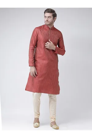 DEYANN Men Red Woven Design Straight Kurta