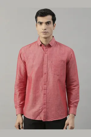 HARSAM Men Red Regular Fit Solid Casual Shirt