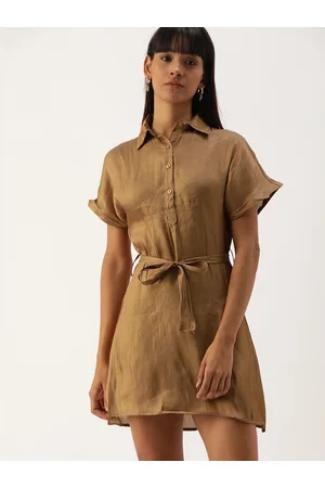 Campus Women Brown Solid Fit and Flare Dress