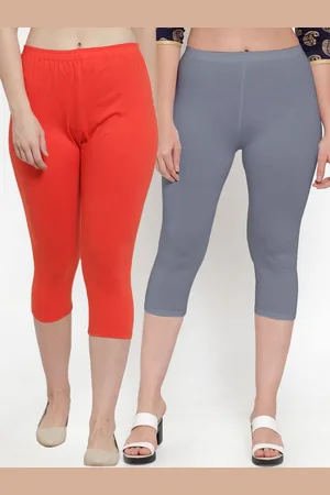 Jinfo Set Of 2 Women Grey & Red Capris
