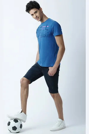 Huetrap Men Blue Printed Round Neck T-shirt