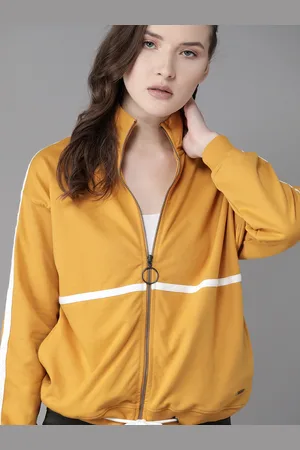 Roadster Women Mustard Yellow Solid Sweatshirt