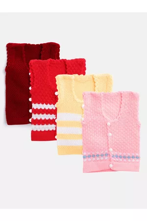 MANZON Kids Pack of 4 Self-Design Woollen Cardigans