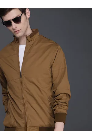 WROGN Men Khaki Solid Slim Fit Bomber Jacket