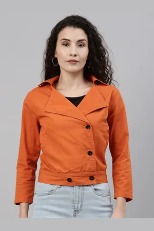 Campus Women Orange Windcheater Denim Jacket