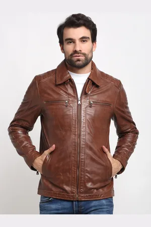 Teakwood Leathers Men Brown Leather Lightweight Leather Jacket