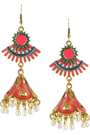 DESI COLOUR Red Triangular Drop Earrings