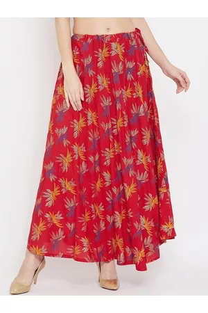 Clora Creation Women Red & Blue Printed Flared Maxi Skirt