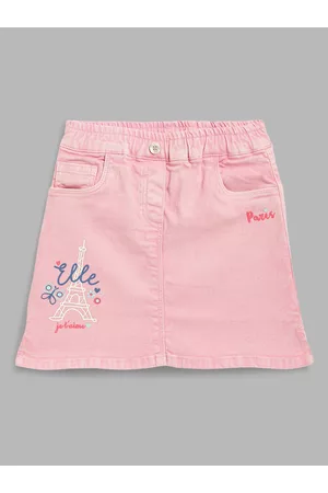 Elle Girls Pink Solid Mini A-Line Skirts