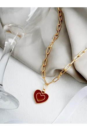Joker & Witch Gold-Toned & Red Enamelled Necklace
