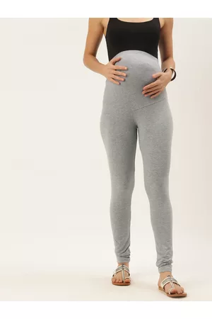 Blush Women Grey Melange Over The Bump Churidar Leggings