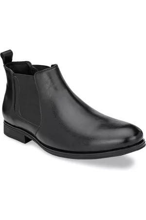 San Frissco Men Black Solid Synthetic Mid-Top Chelsea Boots