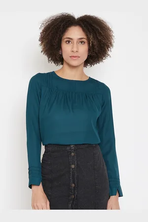 La Zoire Women Turquoise Blue Solid Top
