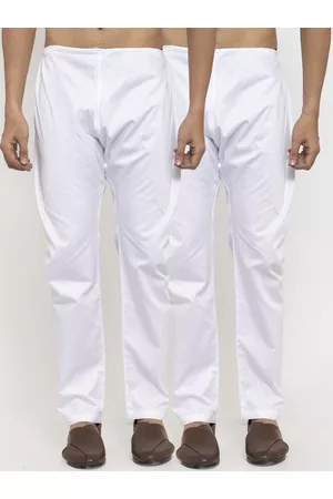 KLOTTHE Men Pack Of 2 White Solid Cotton Pyjamas