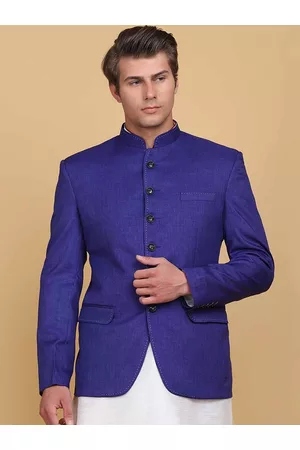 Tahvo Men Purple Solid Bandhgala Jodhpur Blazer