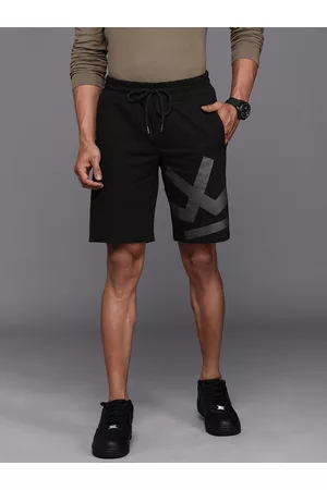 WROGN Men Black Printed Slim Fit Regular Shorts