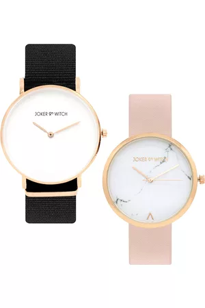 Joker & Witch Black & Pink Andy & April Couple Watch Gift Set-JWCW120
