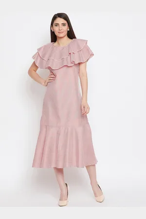 Bitterlime Women Red & White Striped A-Line Dress